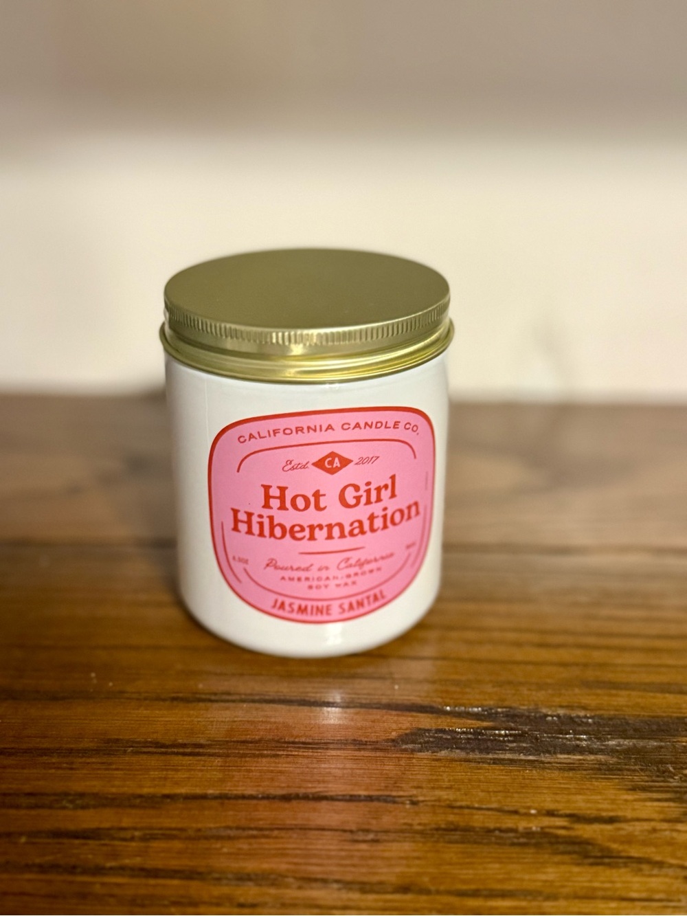 Hot Girl Hibernation Jasmine Santal Scented Candle - - Pink